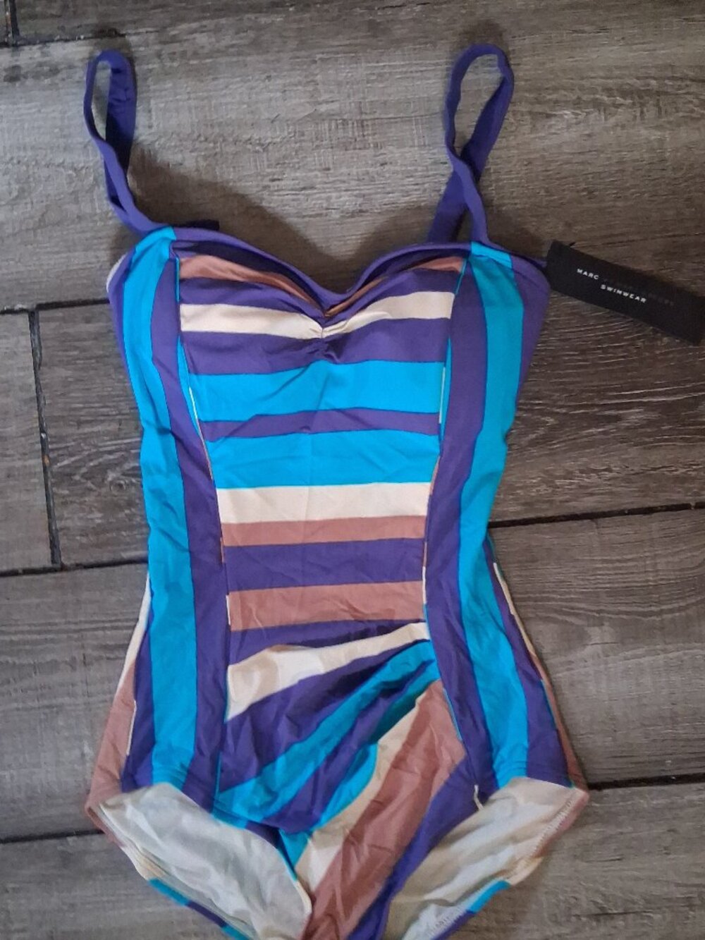 Marc By Marc Jacobs Zip Back One piece swimsuit striped Small New with tags